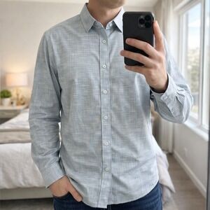 UNTUCKit Avellino WF Slim Fit Grey Plaid Button Down Shirt 40388 Mens Medium